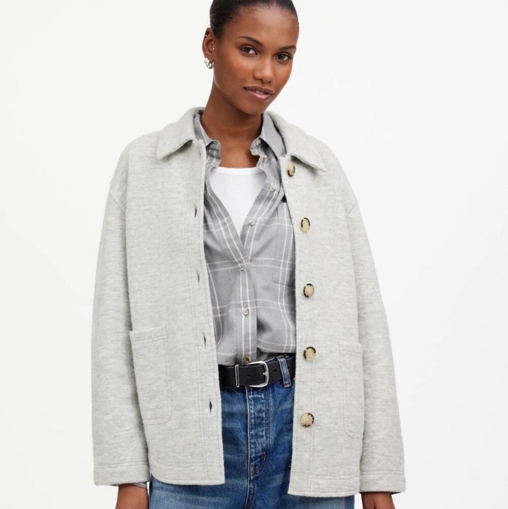 Madewell NWT Junius Shirt Collar Merino Wool Sweater Shirt Jacket size Large